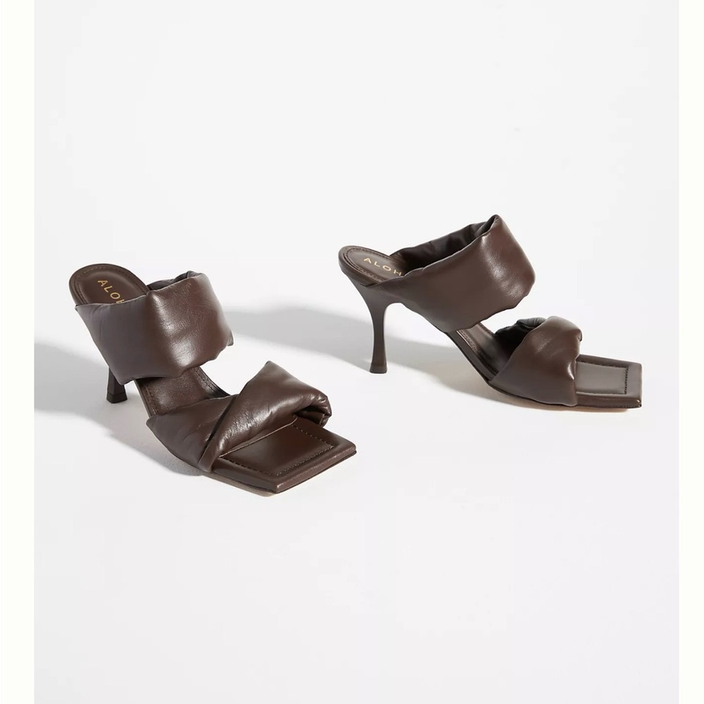 Anthropologie Brown Heeled Mules